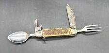 Vintage COLONIAL Prov USA Hobo Camp Knife w/ Spoon Fork Opener Stainless Steel picture