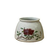 Chinese Off White Porcelain Red Flower Graphic Display Bowl Container ws3231 picture