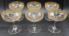 French Baccarat Crystal Fluer de Lis Gold Encrusted Champagne Glasses Set of 6 picture