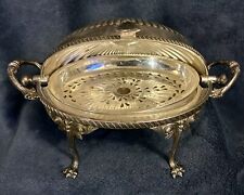 Antique MF Sheffield Silverplate Roll Top Revolving Covered Butter Dish 8.25”D picture