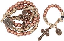 Set Antique Copper Alloy Beads Rugged Rosary Necklace with One Decade Rosary 22