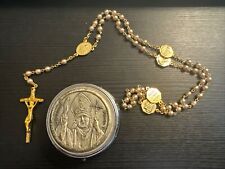 Vintage Gold Rosary in Silver Case Basilica S Maria Maggiore Giovanni Paolo II picture