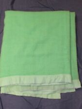 Vintage STEVENS-UTICA Blanket - Green Satin Trim - 80 x 90 Full - Acrylic - USA picture