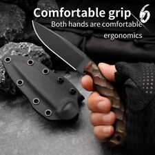 Drop Point Knife Fixed Blade Hunting Survival Tactical Camp 80CrV2 Steel Wood 4