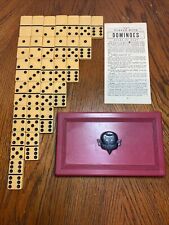 Vintage Crisloid Top Grade 28 Dominoes Butterscotch Bakelite with Red Black Case picture