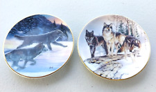 2 Hamilton Collection Year Of The Wolf mini plates Lords of the Tundra Wind 1998 picture