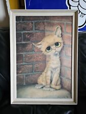 Retro Big Eyes Pity Kitty Cat Picture By Gig Boots Print Kitsch 60s 70s picture
