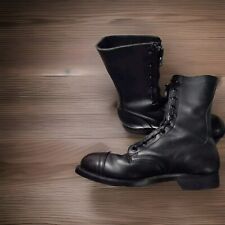 VTG 80s Black Biltrite Leather Combat Boots Steel Toe Front Zip Mens Sz 9.5R EUC picture