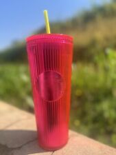 Starbucks Tumbler PINK Magenta 24oz 2023 Pleated Cold Cup picture
