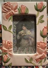 VINTAGE Ceramic Rose 3D Picture Frame Cottage Floral picture
