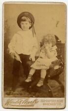 Sailor Boy with Toy Ship & Little Girl Vintage  CDV Photo Brookes, Manchester UK picture