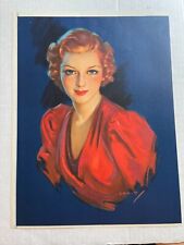 Vintage 1950's Pinup Girl Picture by Erbit - Red Head with Blue Eyes picture