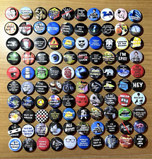 Lot of 100 Buttons Pins Vintage 80s 90s Y2K Style Buttons Funny Assorted NEW picture