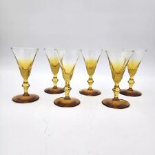Vintage Crystal Cordial Glasses Sherry Wine Amber Ombre Mid-Century Set Of 6 picture