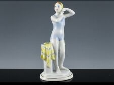 YOUNG BATHER SWIMMER GIRL 1950s LFZ USSR Soviet Porcelain Figurine Original RARE picture