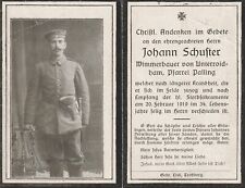 German WW 1 - Soldier Death Card * ORIGINAL * Inf  Regt = Died Of Wounds 1919 picture