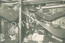 Photo Wk I Soldiers IN Hammocks Navy On Ship B 1.68 picture