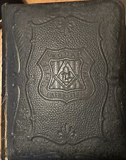 1891 Antique Masonic Temple Pictorial Holy Bible - Old/New Testament - LEATHER picture