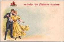 c1900s CHRISTMAS Postcard Couple Dancing 