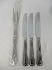 4 REED & BARTON STAINLESS GLOSSY BEADED RICHMOND CARVING FORK & DINNER KNIVES picture