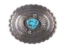 Vintage Native American Hand Stamped Sterling/turquoise belt buckle picture