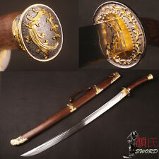 95CM Phoenix Chinese Damascus Folded Steel Handmade Qing Dynasty DAO Sharp Sword picture