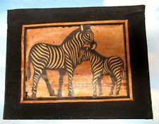 African handmade decoupage paper-grass art ZEBRAS framed picture