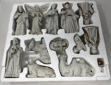 Crown Accents 12 Piece IVORY with GOLD ACCENTS NATIVITY SET picture