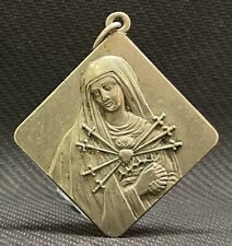 ARABIC 1900´ ANTIQUE OUR LADY OF SORROW SACRED HEART GORGEOUS MEDAL 18.2 GRAMS picture
