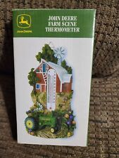 Vintage John Deere Wall Thermometer Farm Scene Tractor Decor Handpainted picture