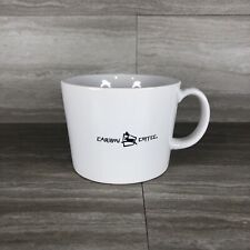 Caribou Coffee Mug White W/black Logo Oversized Chubby Mug Latte 16 oz Preowned picture
