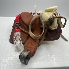 Vtg Miniature/Small Western Tooled Leather Horse Blanket Saddle Novelty Doll Toy picture