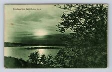 Spirit Lake IA-Iowa, General Greetings, Sunset Lake View, Vintage c1910 Postcard picture