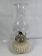 Vintage Light Farms Oil Lamp Ivory Beige Ribbed Base Brass Model 330 Made In USA picture