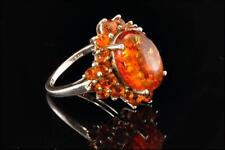VINTAGE HONEY BALTIC CABOCHON AMBER CITRINE 925 STERLING RING  BR picture
