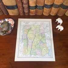 Original 1885 Antique Map VERMONT NEW HAMPSHIRE Rutland Barre Manchester Nashua picture