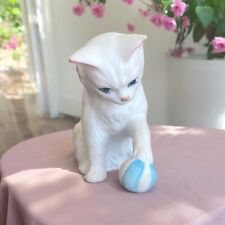 Vintage Lefton Bone China Miniature White Persian Kitschy Kitty Cats Playing Bal picture