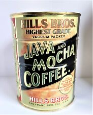 Vintage HILLS BROS JAVA And MOCHA COFFEE Tin Can Rare Sealed 2LB HIGHEST GRADE picture