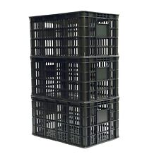 3-Pack Plastic Milk Crate Heavy Duty Stackable Dairy Storage 29qt 18.5