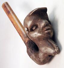 COLLECTIBLE HANDMADE WOOD NUPE METAL CEREMONIAL FIGURE USED PIPE NIGERIA ETHNIX picture
