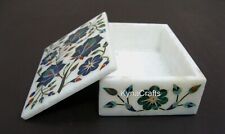 5 x 3.5 Inches Marble Jewelry Box Floral Pattern Inlay Work Multi Purpose Box picture