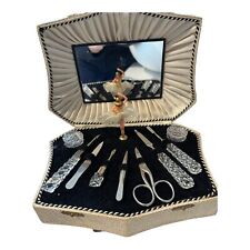 Music Box Reuge Dancing Ballerina Crystal Nail Accessories Case 1950-1960’s picture