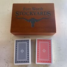 Wooden Box Two Deck Playing Card Fort Worth TX Stockyards Collectors Set picture