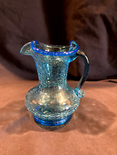 Vintage Blue Mini Pitcher/Vase Crackle picture
