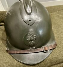 Genuine WW2 French M26 Adrian Combat Helmet w/ Liner & Chin Strap picture