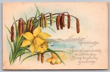 Easter Greetings Springtime Flower Yellow Postcard UNP WOB Note VTG Vintage picture