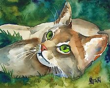 Abyssinian Cat 11x14 signed art PRINT painting RJK   picture