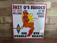 VINTAGE 1962 SUZY Q'S SUNOCO RTE 1 PORCELAIN GAS STATION PUMP SIGN 12