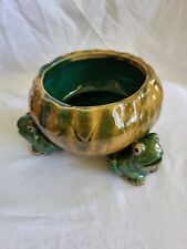 Ceramic Vintage Majolica Seated Frogs Bowl Planter A Must Have picture