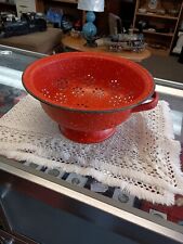 Red Small Enamelware Colander Strainer 8inch. picture